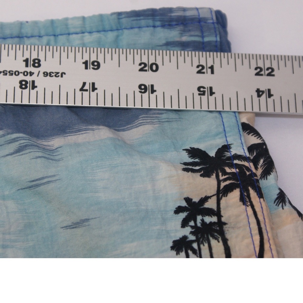 Vintage Speedo Mens Tropical Palm Tree Swim Trunks Blue Peach Large Summer Retro - Picture 6 of 8